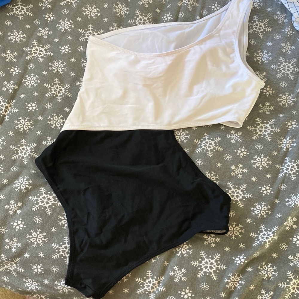 Black and white one piece swimsuit